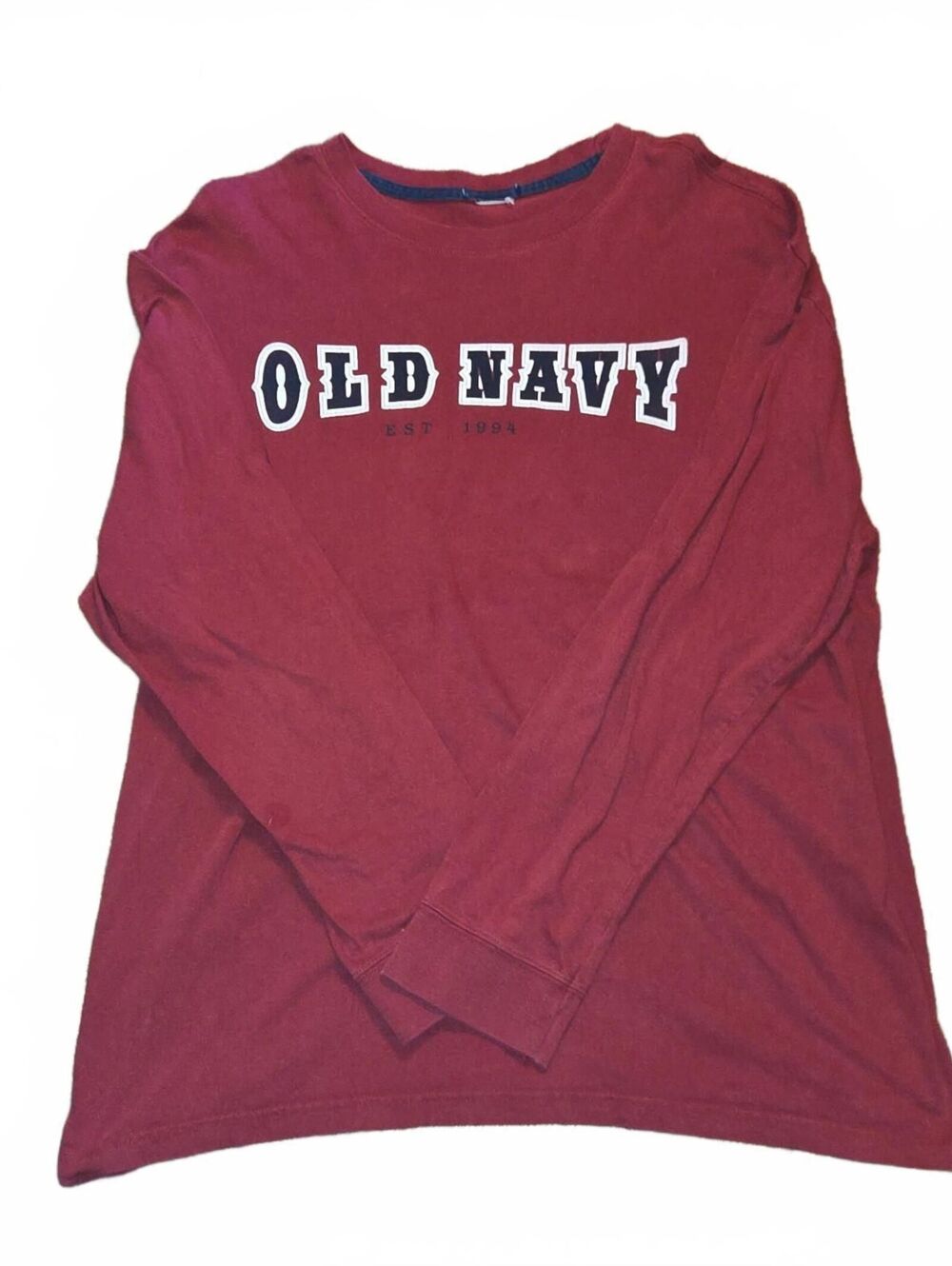 Y2K Old Navy Men's Long Sleeve Shirt Size XL Spellout Red Skater grunge